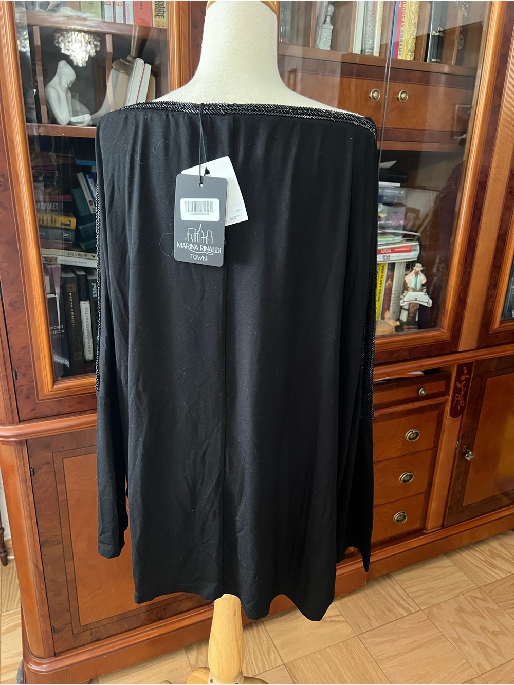 Marina Rinaldi Black Cotton Top w Sequins. Sz XL/XXL